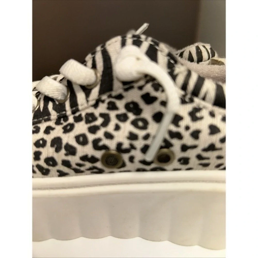 Roxy Sheilahh Platform Sneakers Women's Size 5.5Black White Leopard Animal Print
